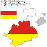 outline map of North Ossetia-Alania with flag