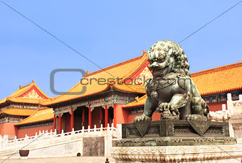 Lion statue in Forbidden City, Beijing, China