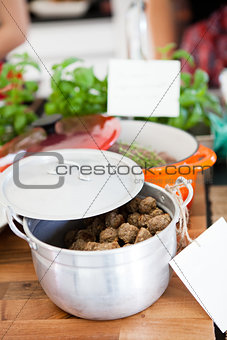 Meatballs in pot