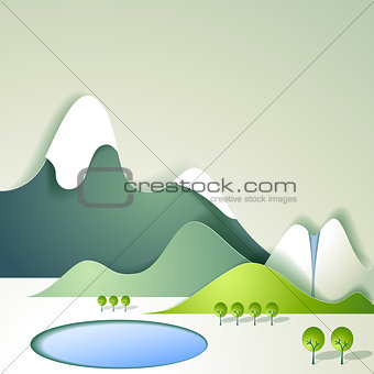 Paper mountain landscape