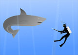 Vector - Diver Shark Fight