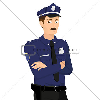 Policeman isolated on white illustration.