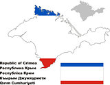 outline map of Crimea with flag