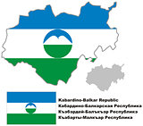 outline map of Kabardino-Balkaria with flag