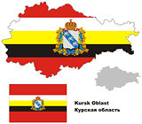 outline map of Kursk Oblast with flag