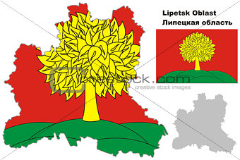 outline map of Lipetsk Oblast with flag