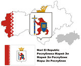 outline map of Mari El with flag