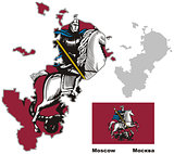 outline map of Moscow with flag