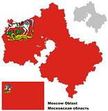 outline map of Moscow Oblast with flag