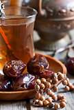 Arabic tea, rosary and dates