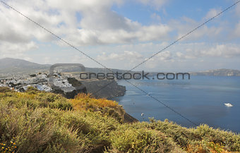 landscape and coast on greek island santorini
