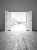 white empty room with opened door