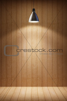 wooden room with lamp
