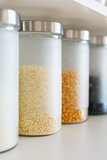 glass jars with grain