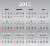 Light gray calendar grid for 2015