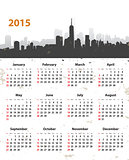 2015 year stylish calendar on cityscape grunge background