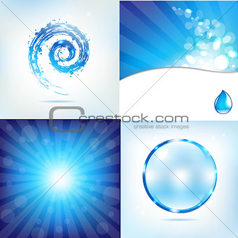 Blue Water Background Set