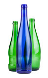 Green and blue empty bottles 
