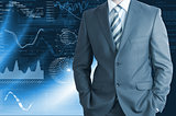 Businessman with background of graphics
