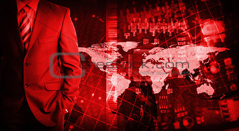 Businessman with background of microcircuit