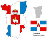 outline map of Perm Krai with flag