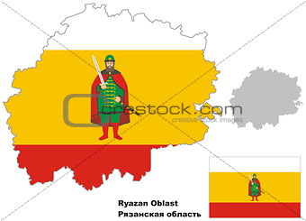outline map of Ryazan Oblast with flag