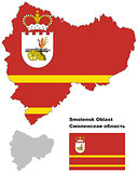 outline map of Smolensk Oblast with flag