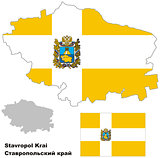 outline map of Stavropol Krai with flag