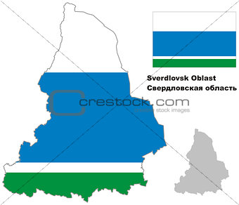 outline map of Sverdlovsk Oblast with flag