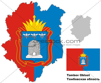 outline map of Tambov Oblast with flag