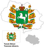 outline map of Tomsk Oblast with flag