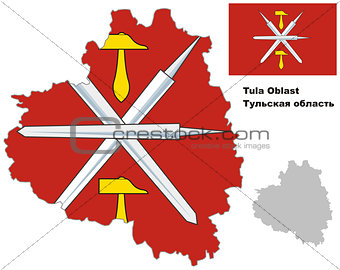 outline map of Tula Oblast with flag