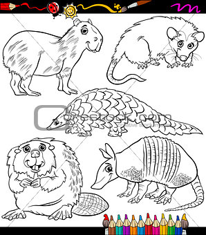 animals set cartoon coloring book