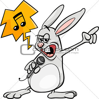 bunny singing rock cartoon illustration