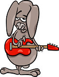 bunny playing guitar cartoon illustration