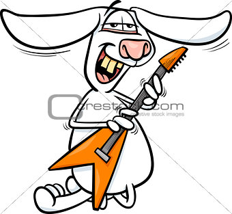 bunny playing guitar cartoon illustration