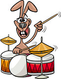 bunny playing drums cartoon illustration