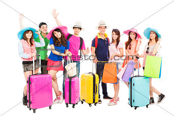 Group of friends or classmates are ready to travel