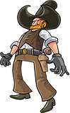 Cartoon cowboy ready to draw his gun