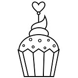 Outlined illustration of cupcake