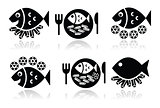 Fish and chips vector icons set