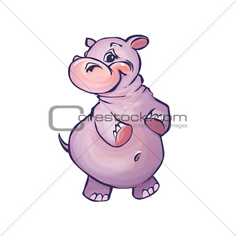 Vector illustration of hippopotamus in cartoon style