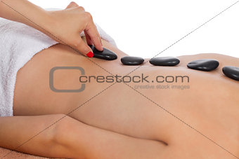 attractive healthy caucasian woman hot stone massage wellness 