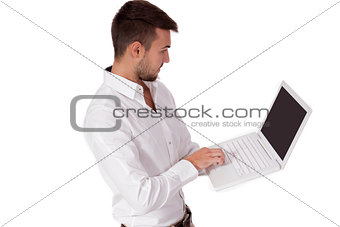 young adult business man and notebook isolated 