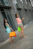 attractive young girls women on shopping tour