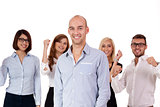 young successful business team smiling portrait isolated