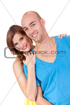 young smiling couple in love portrait isolated
