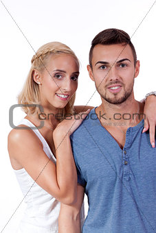 young smiling couple in love portrait isolated