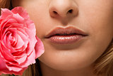 beautiful natural woman lips closeup macro sensuality