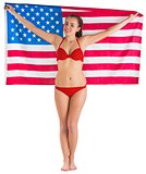 Pretty girl in bikini with american flag